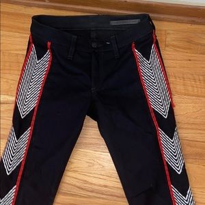 rag & bone black embroidered skinny jeans